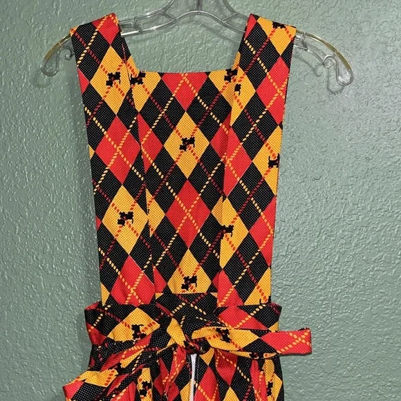 Vintage 50s 60s Scotty Dog Argyle Dress Jumper Sleeveless Overall - Picture 8 of 10